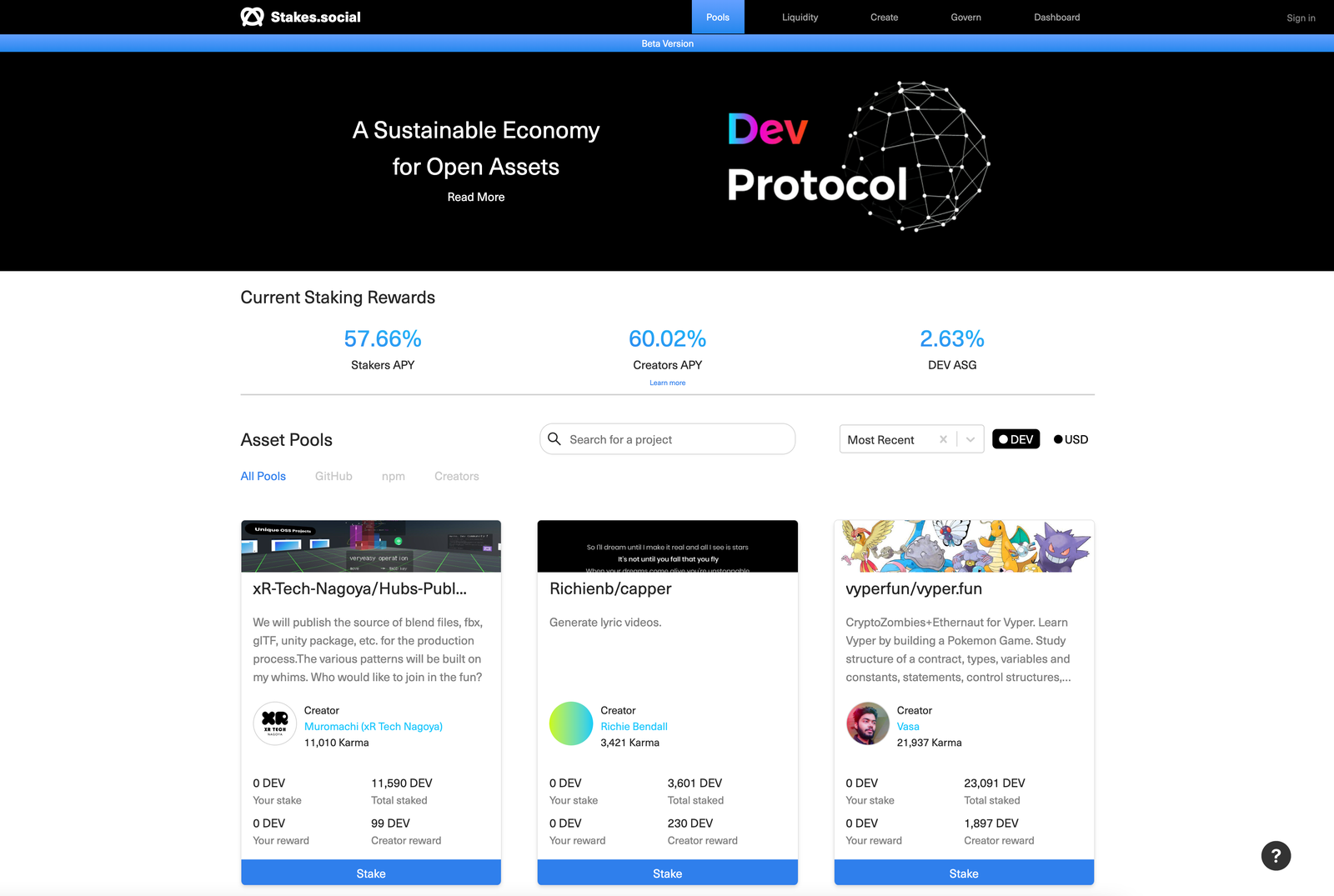 Dev Protocol を使った公式アプリケーション(Dapp) Stakes.social